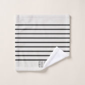 Gepersonaliseerd zwart en wit gestreept bad handdoek (Wasdoekje)