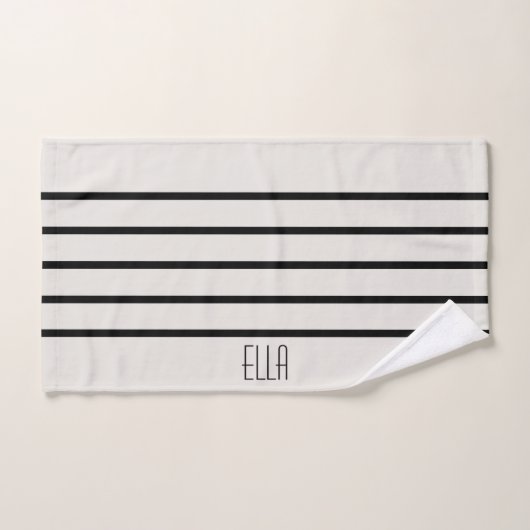 Gepersonaliseerd zwart en wit gestreept bad handdoek (Handdoek)