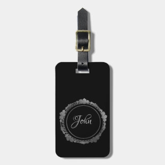 Gepersonaliseerd zwart en zilver bagagelabel