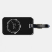 Gepersonaliseerd zwart en zilver bagagelabel (Achterkant horizontaal)