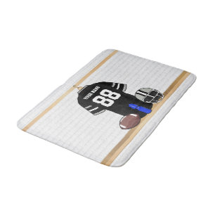 Gepersonaliseerd zwart en zilver grijs Football Je Badmat