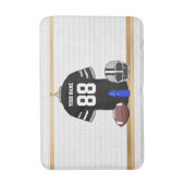 Gepersonaliseerd zwart en zilver grijs Football Je Badmat (Voorkant Verticaal)