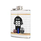 Gepersonaliseerd zwart en zilver grijs Football Je Heupfles (Links)