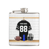 Gepersonaliseerd zwart en zilver grijs Football Je Heupfles (Voorkant)