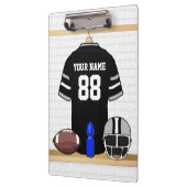 Gepersonaliseerd zwart en zilver grijs Football Je Klembord (Links)