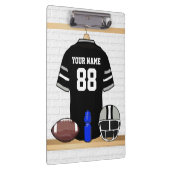 Gepersonaliseerd zwart en zilver grijs Football Je Klembord (Rechts)
