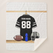 Gepersonaliseerd zwart en zilver grijs Football Je Sherpa Deken (Voorkant)