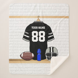 Gepersonaliseerd zwart en zilver grijs Football Je Sherpa Deken