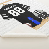 Gepersonaliseerd zwart en zilver grijs Football Je Sherpa Deken (3/4)