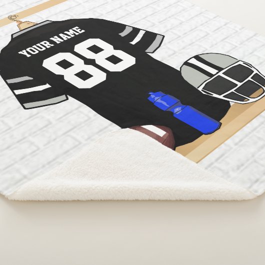Gepersonaliseerd zwart en zilver grijs Football Je Sherpa Deken (3/4)