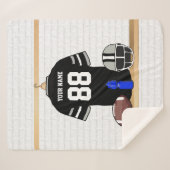 Gepersonaliseerd zwart en zilver grijs Football Je Sherpa Deken (Voorkant (horizontaal))