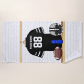 Gepersonaliseerd zwart en zilver grijs Football Je Strandlaken (Voorkant)