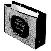 Gepersonaliseerd zwart en zilver large cadeautasje (Voorkant Gekanteld)