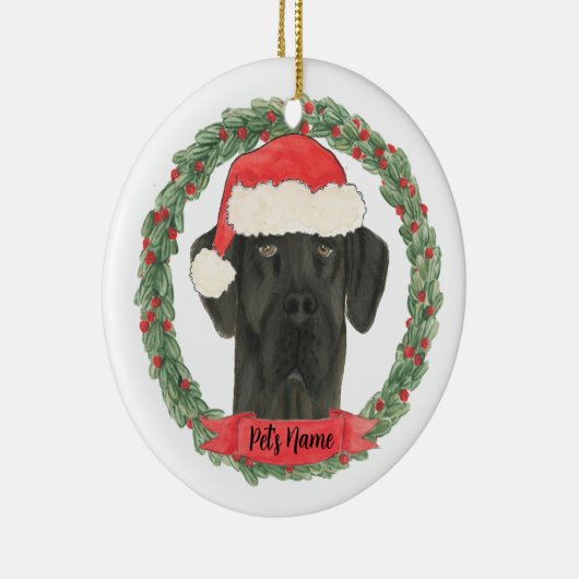 Gepersonaliseerd zwart, geweldig daan keramisch ornament (Rechts)