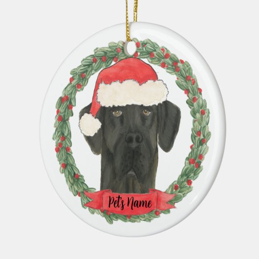 Gepersonaliseerd zwart, geweldig daan keramisch ornament (Links)