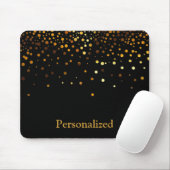 Gepersonaliseerd zwart Gold Glitter Faux Foil Muismat (Met muis)