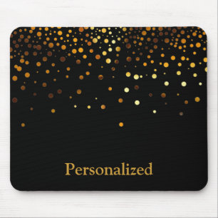 Gepersonaliseerd zwart Gold Glitter Faux Foil Muismat