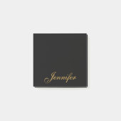 Gepersonaliseerd zwart Gold Script-monogram Post-it® Notes (Voorkant)