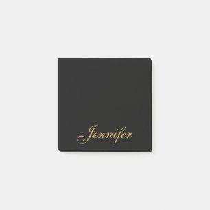 Gepersonaliseerd zwart Gold Script-monogram Post-it® Notes