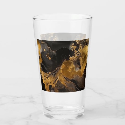 Gepersonaliseerd zwart & goud alcohol inkt glas (Achterkant)