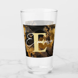 Gepersonaliseerd zwart & goud alcohol inkt glas