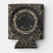 Gepersonaliseerd zwart goud bloemmotief blikjeskoeler (Voorkant)