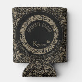 Gepersonaliseerd zwart goud bloemmotief blikjeskoeler (Achterkant)