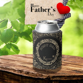 Gepersonaliseerd zwart goud bloemmotief blikjeskoeler