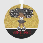 Gepersonaliseerd Zwart & Goud Cheerleading Ornamen Ornament (achterkant)