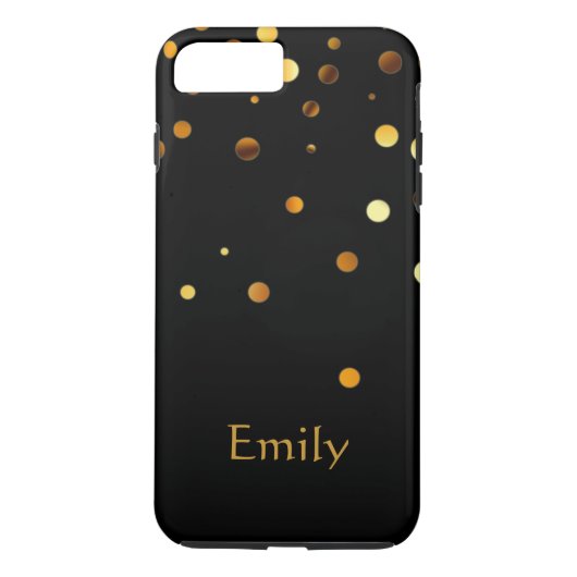 Gepersonaliseerd zwart goud Glitter Faux Confetti Case-Mate iPhone Case (Achterkant)