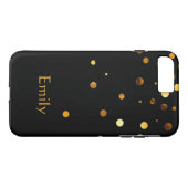 Gepersonaliseerd zwart goud Glitter Faux Confetti Case-Mate iPhone Case (Achterkant (Horizontaal))