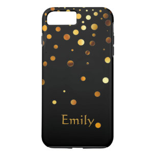 Gepersonaliseerd zwart goud Glitter Faux Confetti Case-Mate iPhone Case