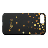 Gepersonaliseerd zwart goud Glitter Faux Confetti Case-Mate iPhone Case (Achterkant (Horizontaal))