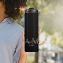 Gepersonaliseerd zwart goud modern monogram minima