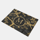 Gepersonaliseerd zwart goud monogram deurmat (Schuin)