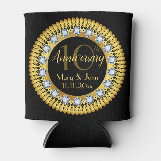 Gepersonaliseerd zwart goud Royal Jubileum Luxe Blikjeskoeler (Voorkant)