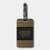 Gepersonaliseerd zwart goud Striped I need Vacking Bagagelabel (Achterkant verticaal)