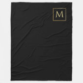 Gepersonaliseerd zwart & goudbruin monogram fleece deken (Voorkant)