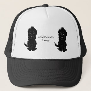 Gepersonaliseerd zwart gouden doodle hond ontwerp trucker pet
