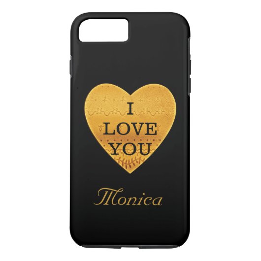 Gepersonaliseerd zwart & goudhart Ik hou van u Case-Mate iPhone Case (Achterkant)