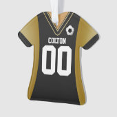 Gepersonaliseerd zwart/goudzoeker Jersey Ornament (voorkant)