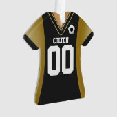 Gepersonaliseerd zwart/goudzoeker Jersey Ornament (voorkant)