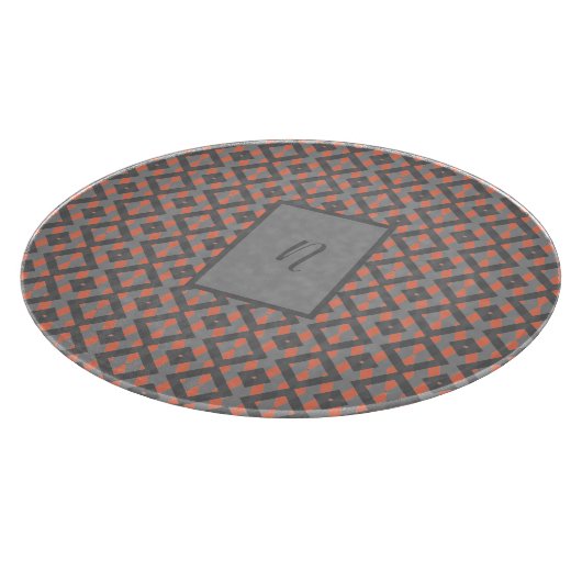 Gepersonaliseerd zwart, grijs en oranje snijplank (Hoek)