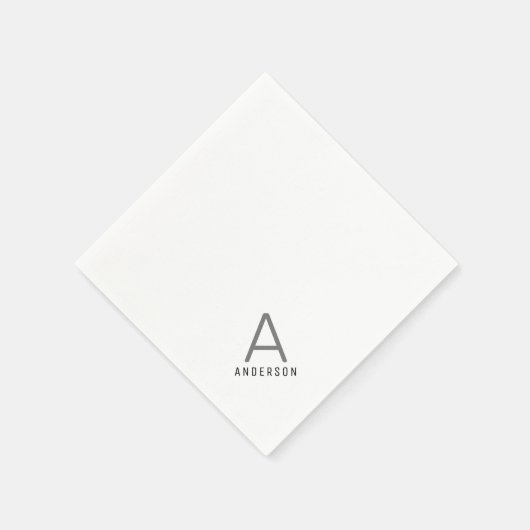 Gepersonaliseerd zwart grijs modern Initiaal Servet (Hoek)