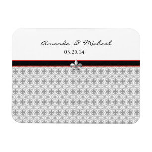 Gepersonaliseerd zwart grijs rood fleur de lis pat magneet