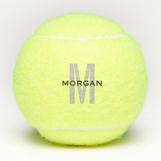 Gepersonaliseerd zwart grijs Tekstmonogram Aangepa Tennisballen (Voorkant)