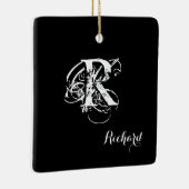 Gepersonaliseerd zwart keramisch ornament (Rechts)