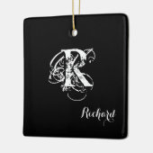 Gepersonaliseerd zwart keramisch ornament (Links)