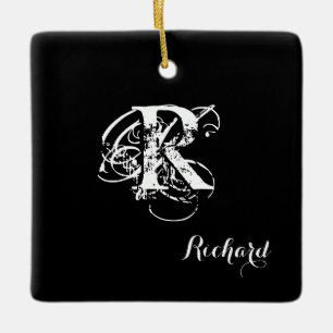Gepersonaliseerd zwart keramisch ornament