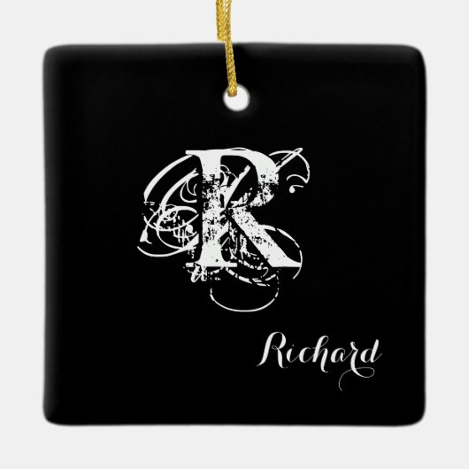 Gepersonaliseerd zwart keramisch ornament (Voorkant)